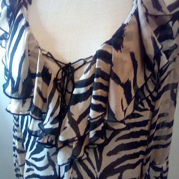 H & M Black and Tan Zebra Print Blouse. Size 10. - Picture 3 of 8